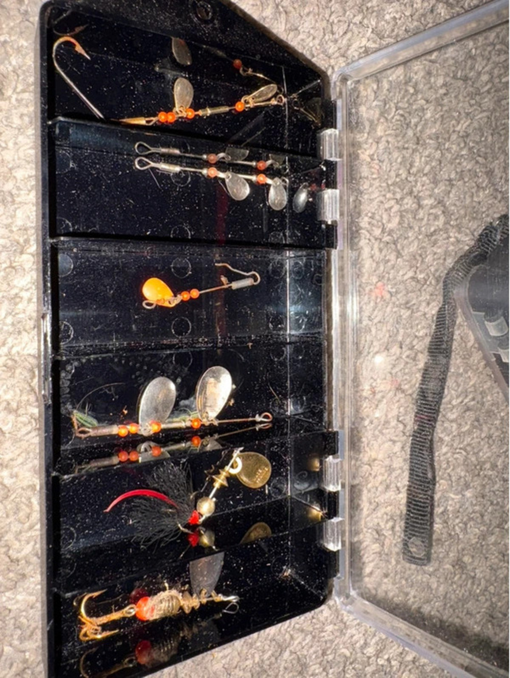 6 vintage trout fishing spin lures in mepps killer kit (og mepp lure inc. )